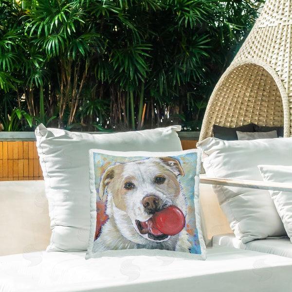 Stupell Industries Nadi Spencer | Dog With Red Ball Printed Throw Pillow