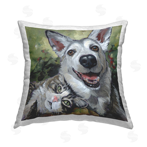 Stupell Industries Nadi Spencer | Smiling Dog & Cat Friends Printed Throw Pillow