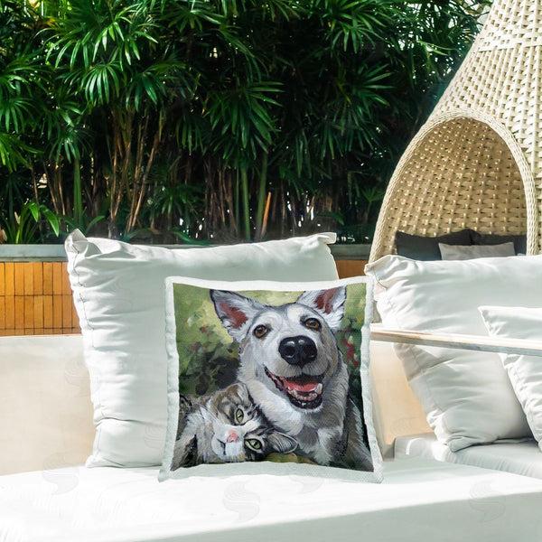 Stupell Industries Nadi Spencer | Smiling Dog & Cat Friends Printed Throw Pillow