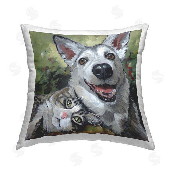 stupell industries Nadi Spencer | Smiling Dog & Cat Friends Printed Throw Pillow