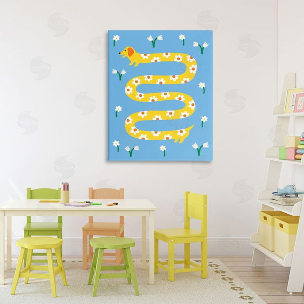 Stupell Industries Nadia Hassan | Long Floral Whimsical Dog Wall Art
