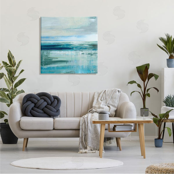 Stupell Industries Nan | Abstract Ocean Horizon Modern Nautical Painting Blue Green Wall Art