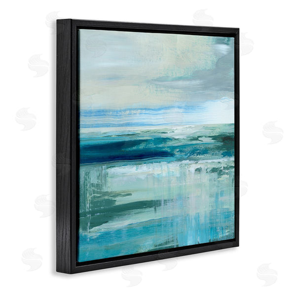 Stupell Industries Nan | Abstract Ocean Horizon Modern Nautical Painting Blue Green Wall Art