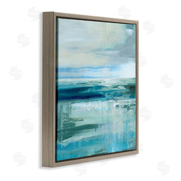 Stupell Industries Nan | Abstract Ocean Horizon Modern Nautical Painting Blue Green Wall Art