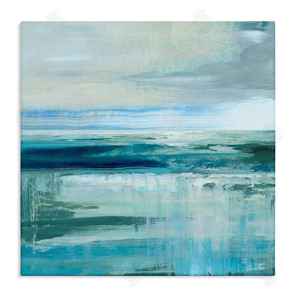 stupell industries Nan | Abstract Ocean Horizon Modern Nautical Painting Blue Green Wall Art