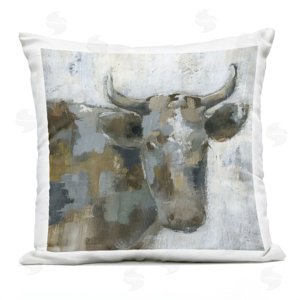 Stupell Industries Nan | Abstract Rustic Cattle Portrait Printed Throw Pillow