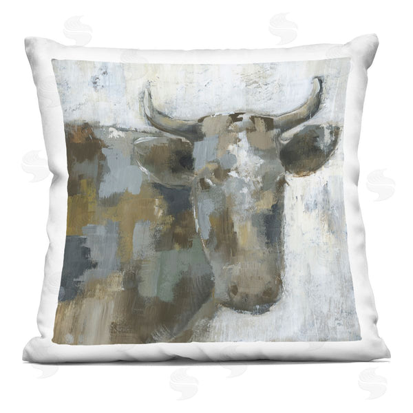 stupell industries Nan | Abstract Rustic Cattle Portrait Printed Throw Pillow