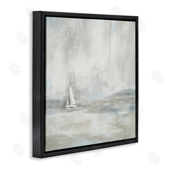 Stupell Industries Nan | Abstract Sailboat Drifting Ocean Waves Beige Neutrals Wall Art