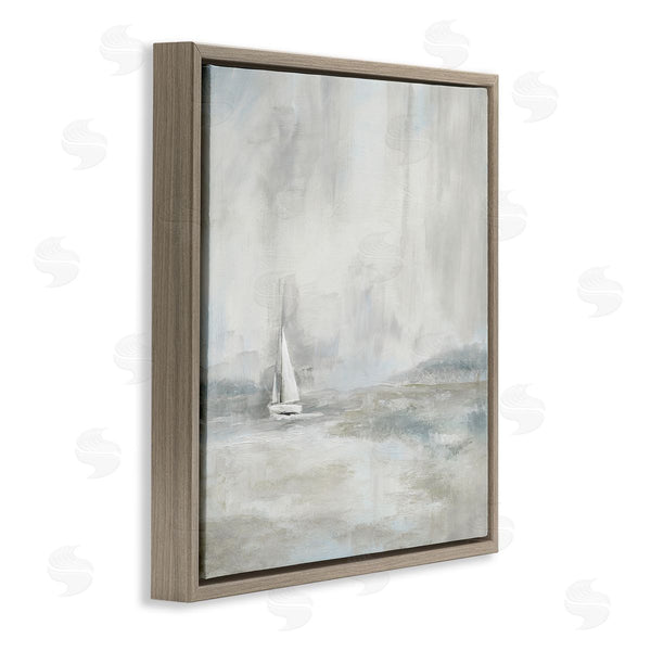 Stupell Industries Nan | Abstract Sailboat Drifting Ocean Waves Beige Neutrals Wall Art