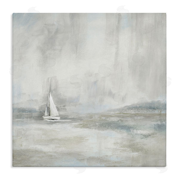 stupell industries Nan | Abstract Sailboat Drifting Ocean Waves Beige Neutrals Wall Art
