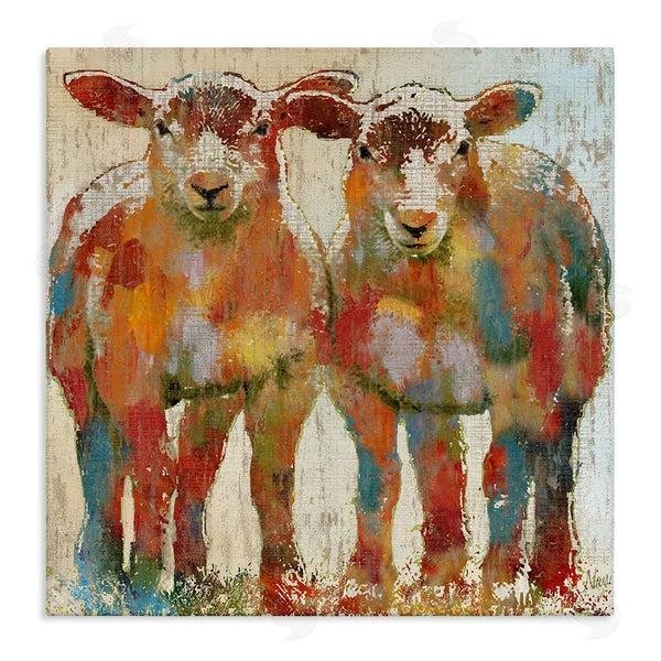 stupell industries Nan | Abstract Sheep Pair Contemporary Rustic Patchwork Pattern Wall Art