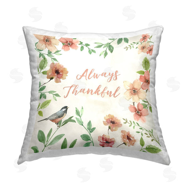 stupell industries Nan | Always Thankful Floral Printed Throw Pillow