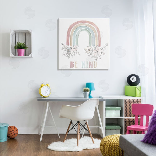 Stupell Industries Nan | Be Kind Phrase Spring Florals Soft Tone Rainbow Wall Art