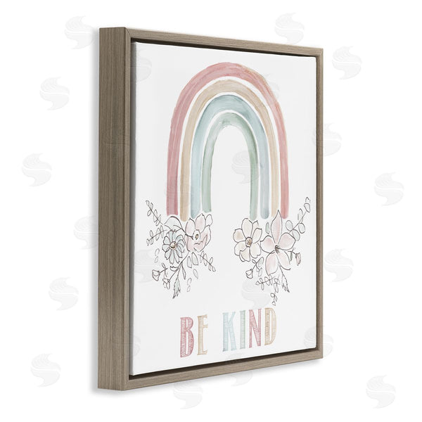 Stupell Industries Nan | Be Kind Phrase Spring Florals Soft Tone Rainbow Wall Art