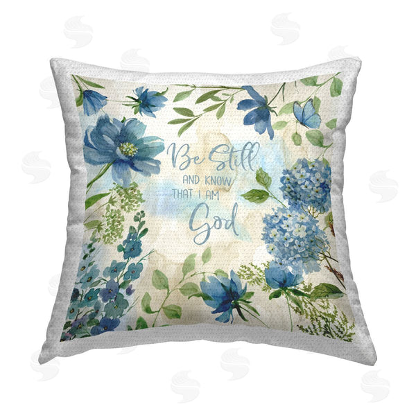 Stupell Industries Nan | Be Still Floral Phrase Printed Throw Pillow
