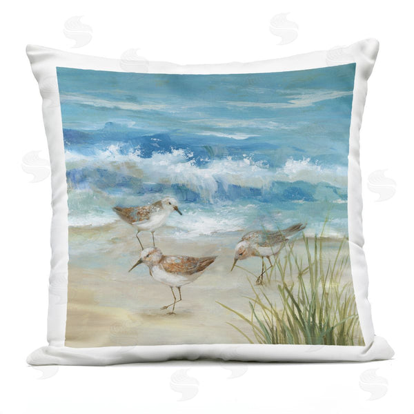 Stupell Industries Nan | Beach Sandpiper Gathering Printed Throw Pillow