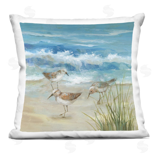 stupell industries Nan | Beach Sandpiper Gathering Printed Throw Pillow