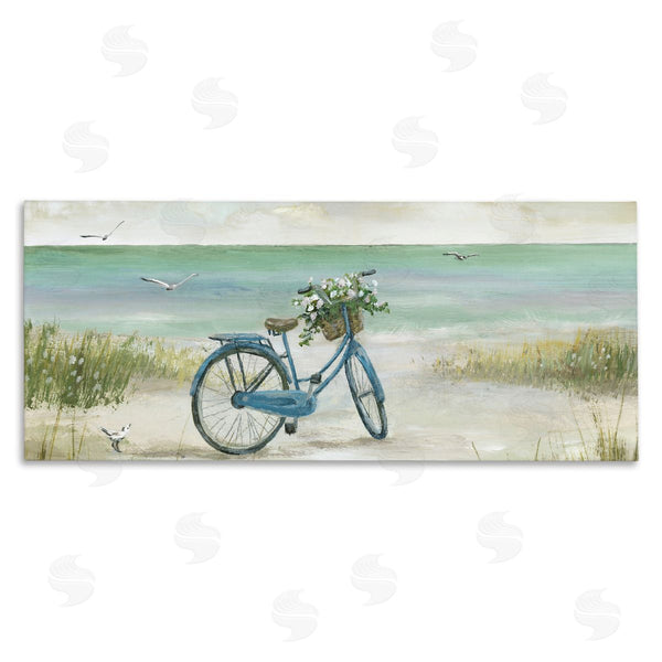 stupell industries Nan | Bicycle with Flower Basket on Beach