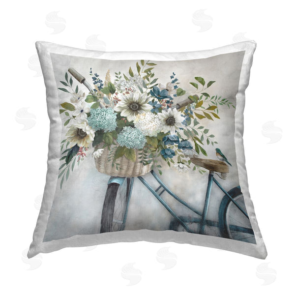 stupell industries Nan | Bike Basket Bouquet Printed Throw Pillow