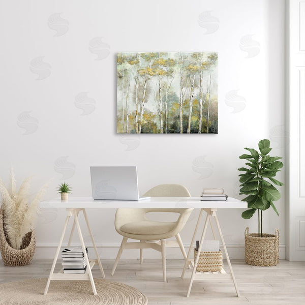 Stupell Industries Nan | Birch Tree Forest Yellow Foliage Woodland Painting Wall Art
