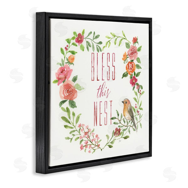 Stupell Industries Nan | Bless This Nest Family Phrase Rose Heart Wreath Wall Art