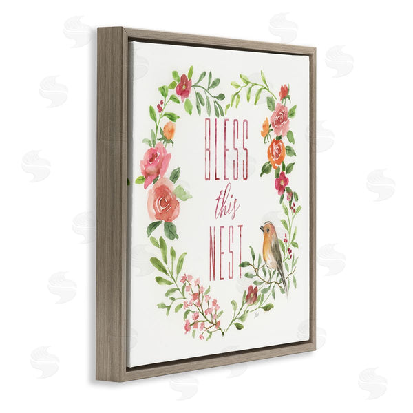 Stupell Industries Nan | Bless This Nest Family Phrase Rose Heart Wreath Wall Art