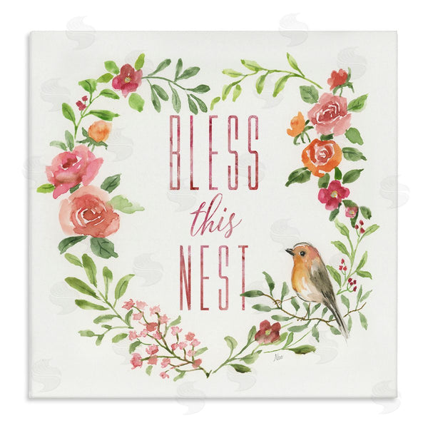 stupell industries Nan | Bless This Nest Family Phrase Rose Heart Wreath Wall Art