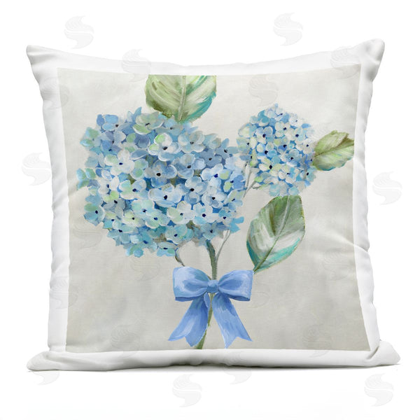 Stupell Industries Nan | Blue Bow Hydrangea Beauty Printed Throw Pillow
