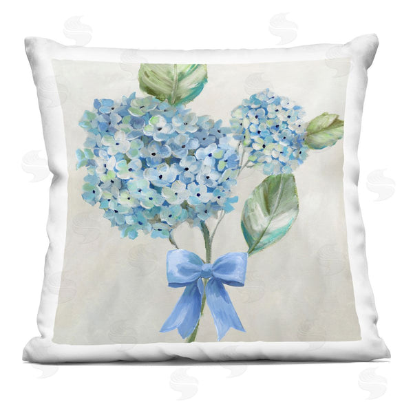 stupell industries Nan | Blue Bow Hydrangea Beauty Printed Throw Pillow