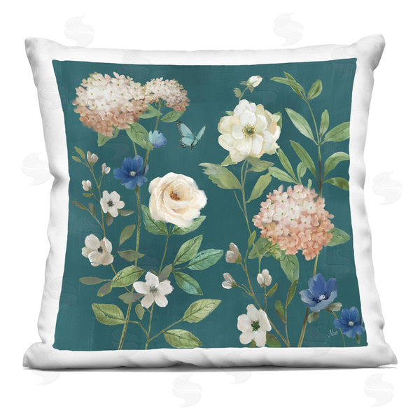 stupell industries Nan | Bright Garden Blooms on Green Printed Throw Pillow