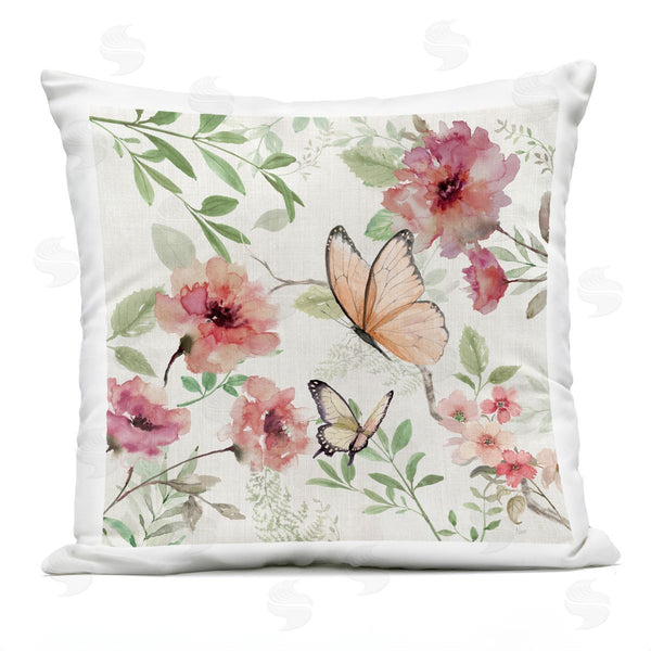 Stupell Industries Nan | Butterflies Over Wild Cottage Flowers Printed Throw Pillow