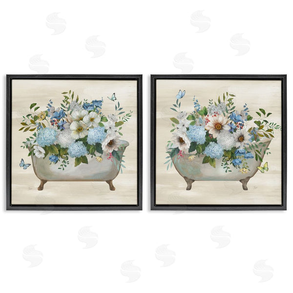 Stupell Industries Nan | Butterfly Hydrangea Bathtub Wall Art