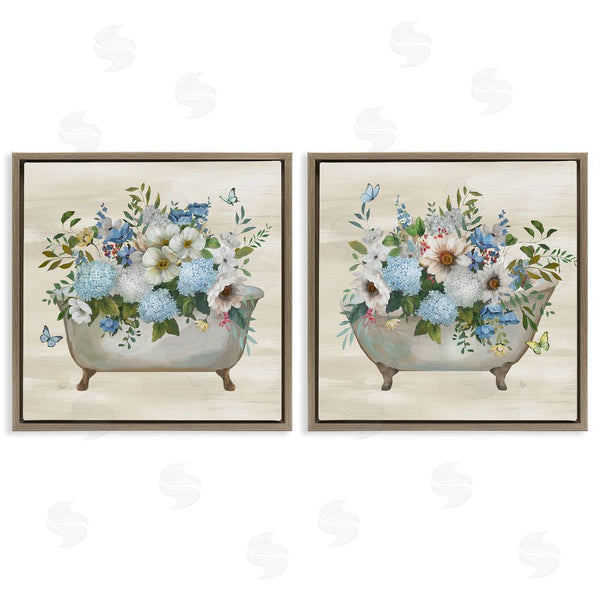 Stupell Industries Nan | Butterfly Hydrangea Bathtub Wall Art