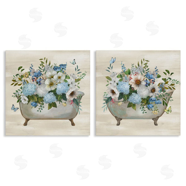 stupell industries Nan | Butterfly Hydrangea Bathtub Wall Art