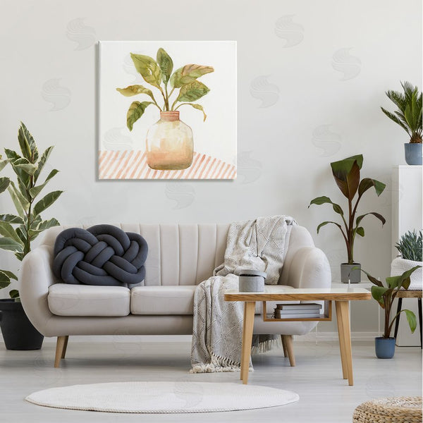 Stupell Industries Nan | Calathea Plant Jar Abstract Furniture Striped Tablecloth Wall Art