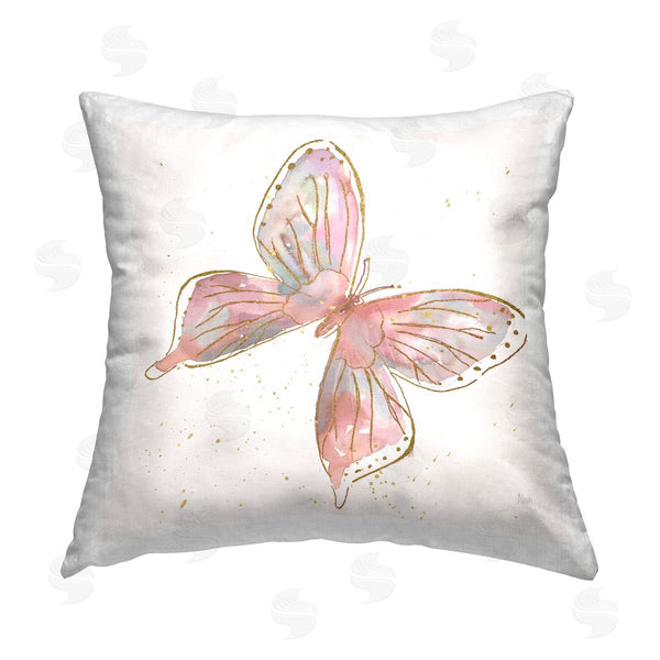 stupell industries Nan | Casual Pink Monarch Butterfly Printed Throw Pillow