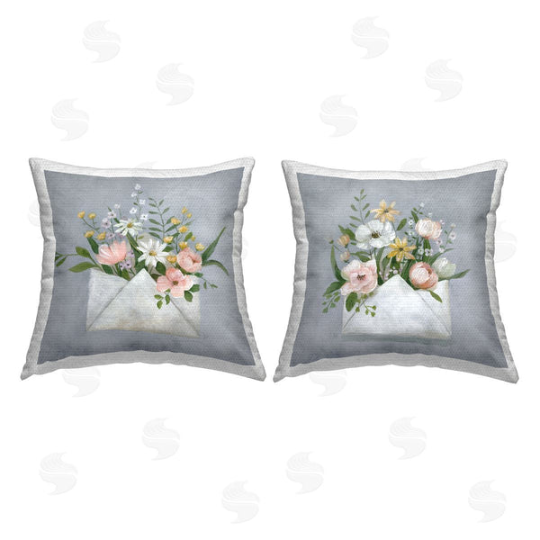 Stupell Industries Nan | Cottage Wildflowers Mail Printed Throw Pillow Set