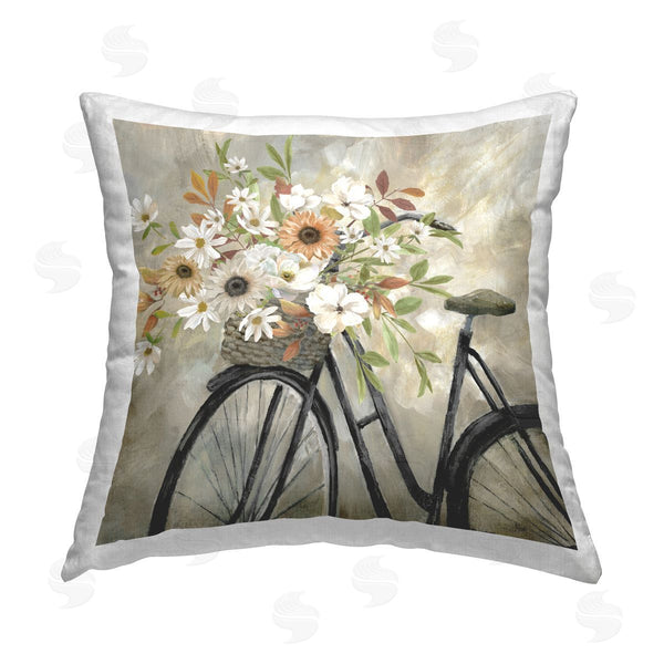 stupell industries Nan | Country Floral Bicycle Printed Throw Pillow