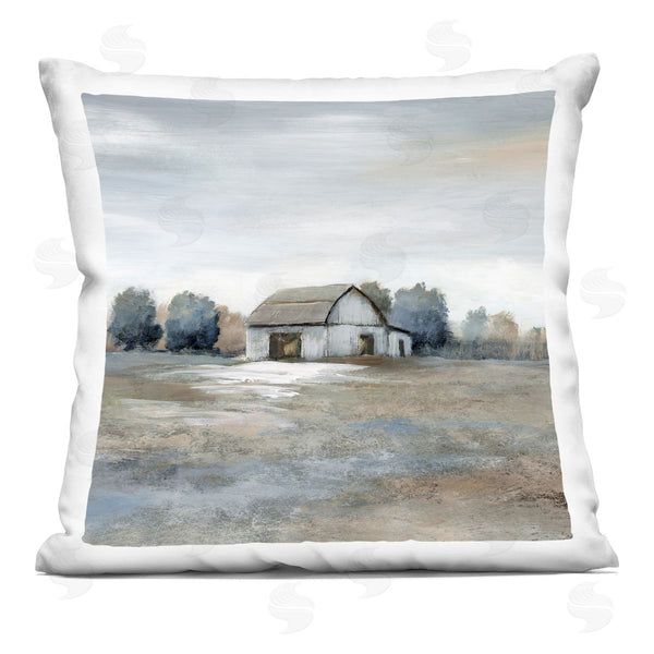 stupell industries Nan | Countryside Nature Field Barn Printed Throw Pillow