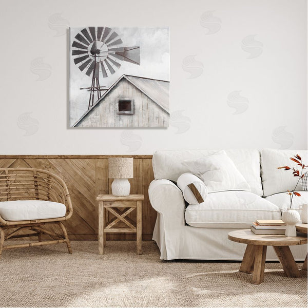 Stupell Industries Nan | Countryside Windmill Dark Cloudy Sky Rural Barn Wall Art