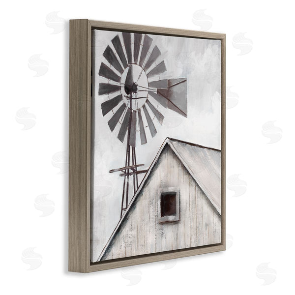 Stupell Industries Nan | Countryside Windmill Dark Cloudy Sky Rural Barn Wall Art