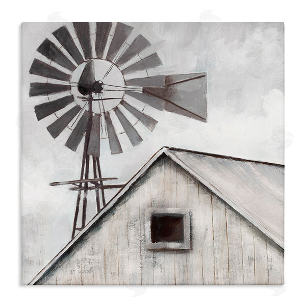 stupell industries Nan | Countryside Windmill Dark Cloudy Sky Rural Barn Wall Art
