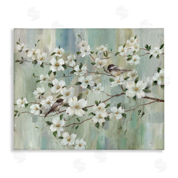 stupell industries Nan | Delicate Cherry Blossom Flowers Perched Birds Classic Painting Wall Art