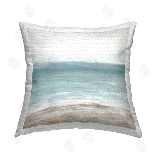 Stupell Industries Nan | Distant White Sailboat Printed Throw Pillow