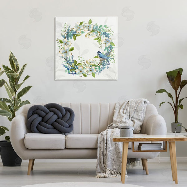 Stupell Industries Nan | Dogwood Wreath & Bluebirds Wall Art