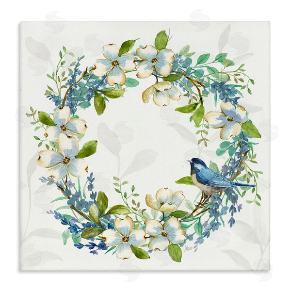 stupell industries Nan | Dogwood Wreath & Bluebirds Wall Art