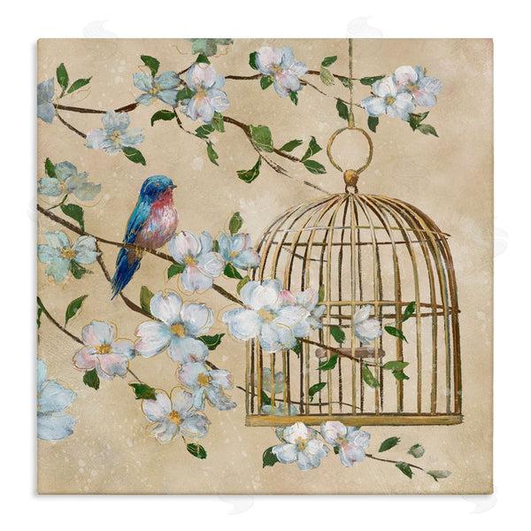 stupell industries Nan | Evening Song Birdcage Over Beige