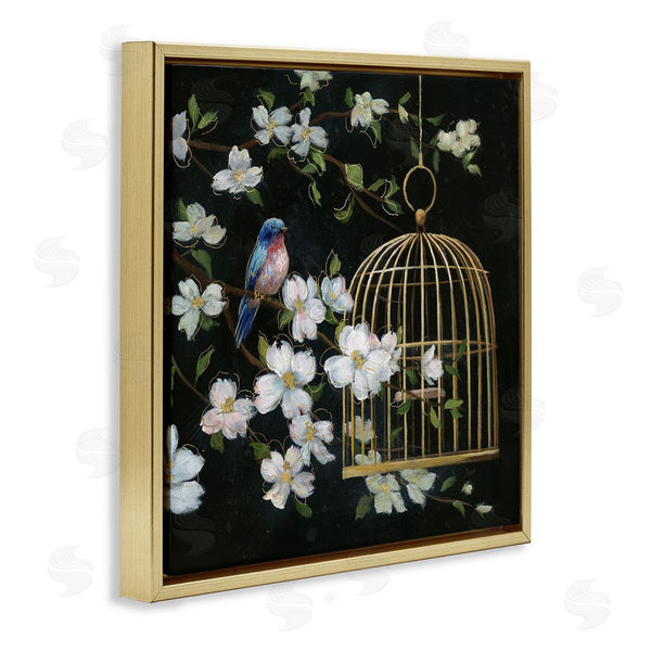Stupell Industries Nan | Evening Song Birdcage Over Black