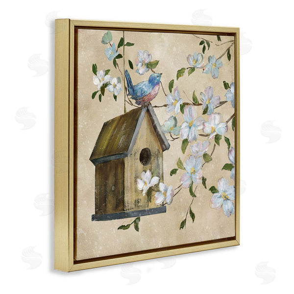 Stupell Industries Nan | Evening Song Birdhouse Over Beige