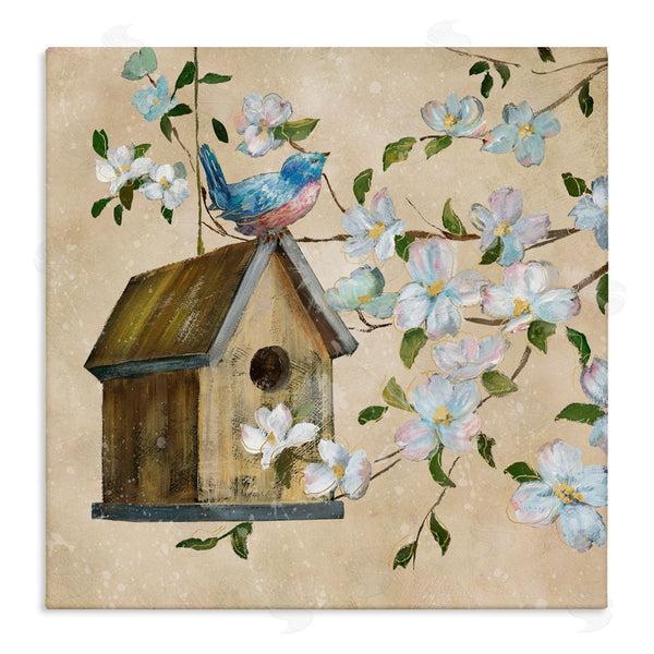 stupell industries Nan | Evening Song Birdhouse over Beige